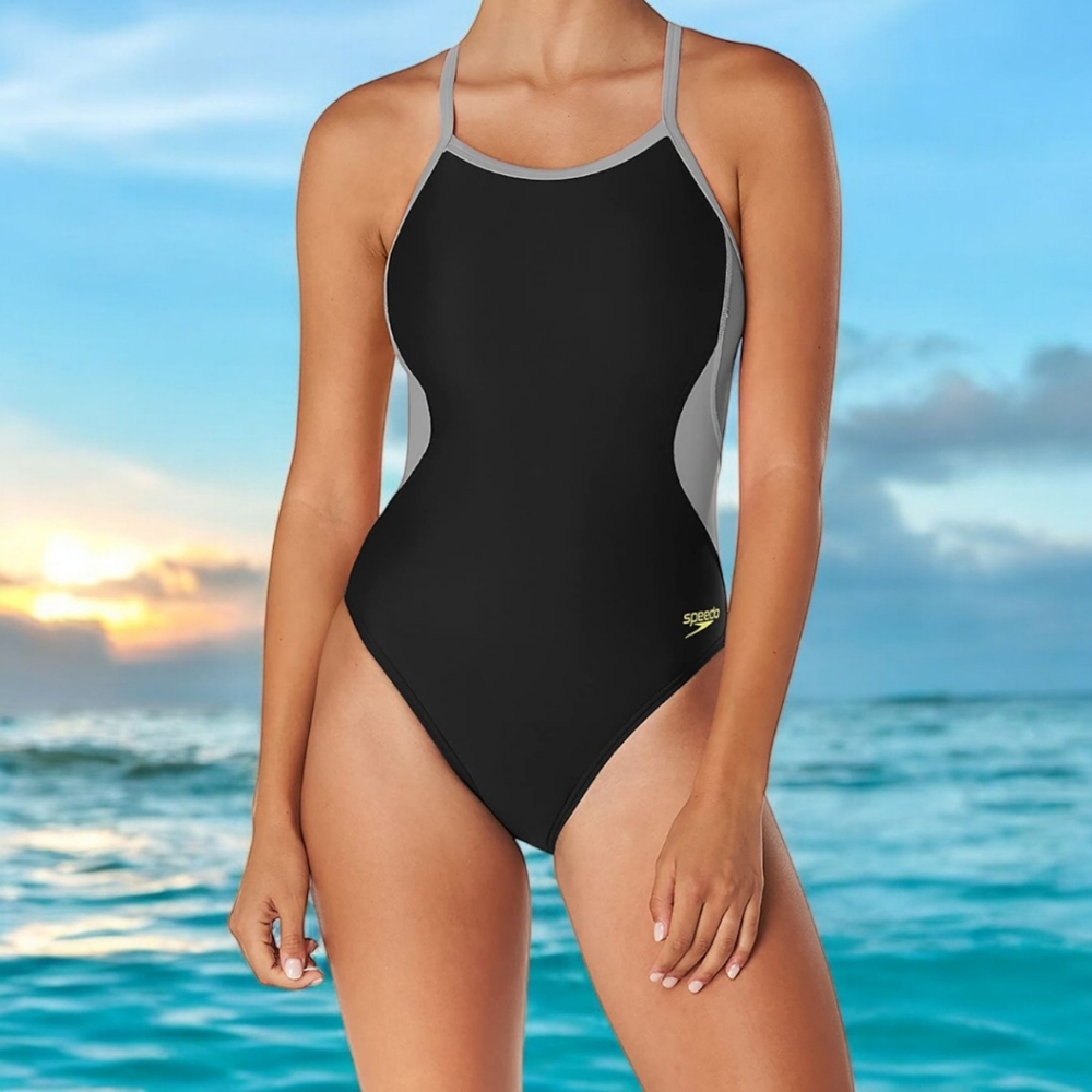 Speedo Women's Black and Gray Swimsuit, Size 28